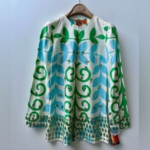 NWT Tory Burch Crystal Embroidered Tunic, stretch cotton, size 2